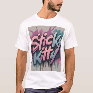 T-Shirt com Grafite de Gatinho aderente