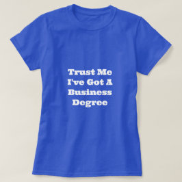 T-Shirt com grau de negócios feminino azul