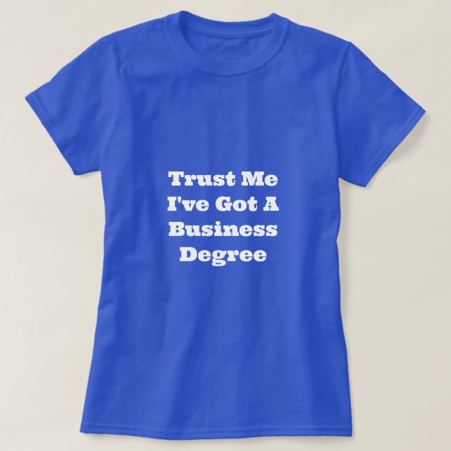 T-Shirt com grau de negócios feminino azul (Frente do Design)