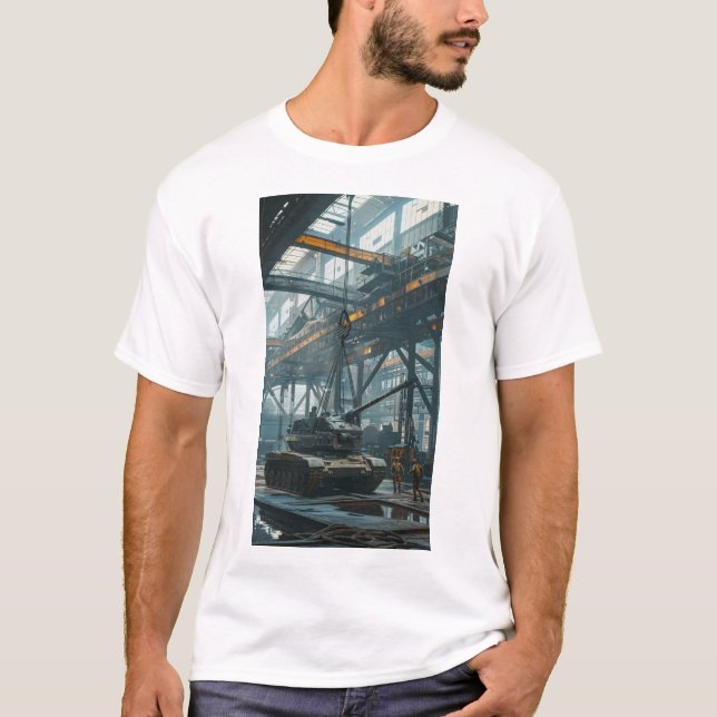 T-Shirt com grua de cisterna única (Frente)