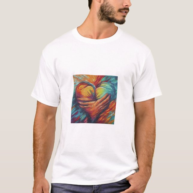 T-shirt com "Hearty Hugs" (Frente)