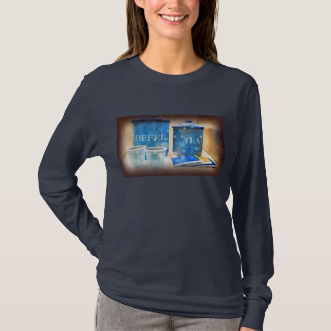 T-Shirt Com Imagem De Café E Chá (Frente)