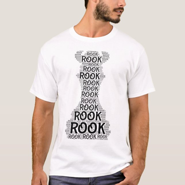 T-Shirt com Imagem de Palavra Chess Rook (Frente)