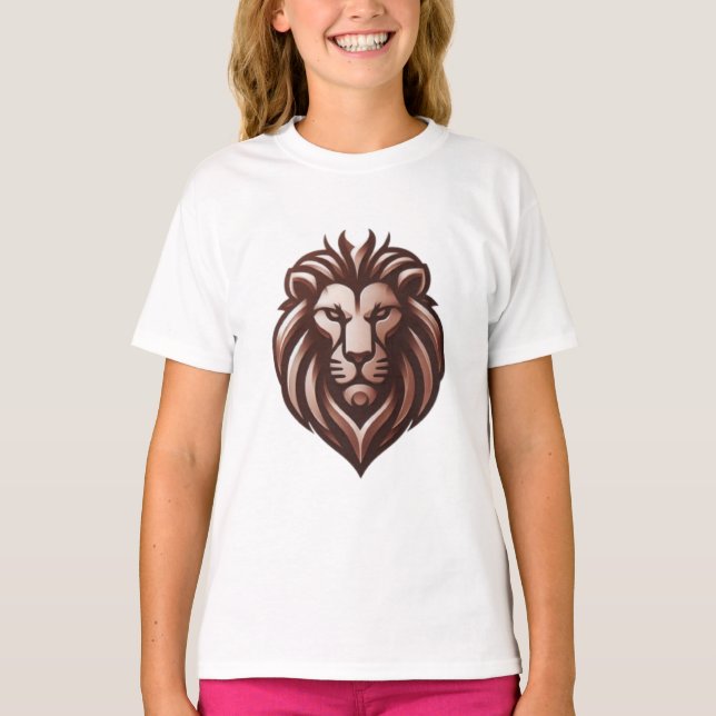 T-Shirt com Leão de Cobre Metálico (Frente)
