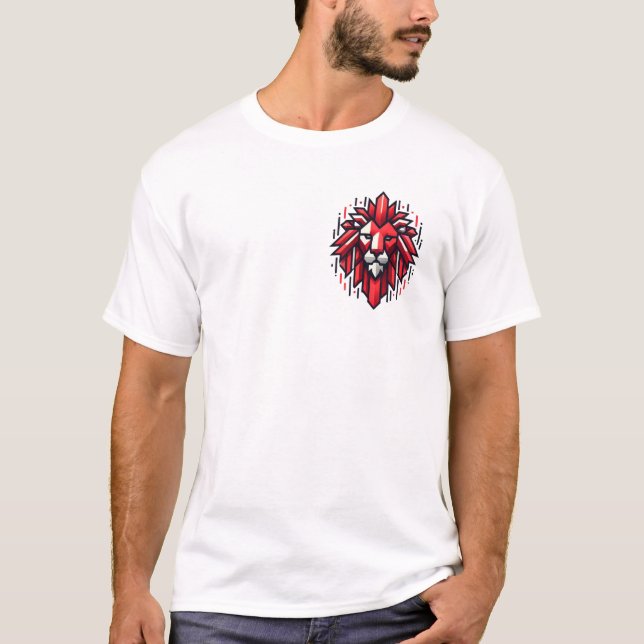 T-Shirt com Leão Geométrico - Resistência Negrito  (Frente)