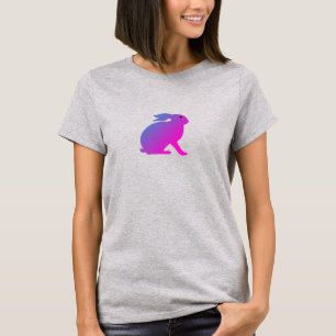 T-Shirt com Letra de Coelho Rosa e Roxo