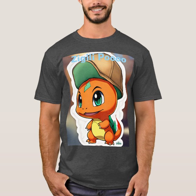 T-shirt com o Charmander estilo chibi com brilho (Frente)