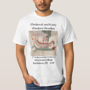 t-shirt com o navio da pia batismal medieval do lg