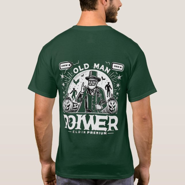 T-Shirt com potência de homem velho (Verso)
