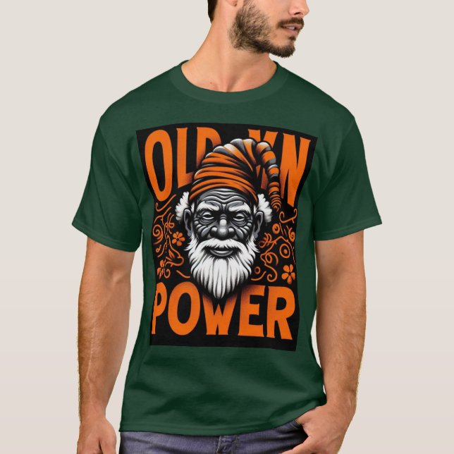 T-Shirt com potência de homem velho (Frente)
