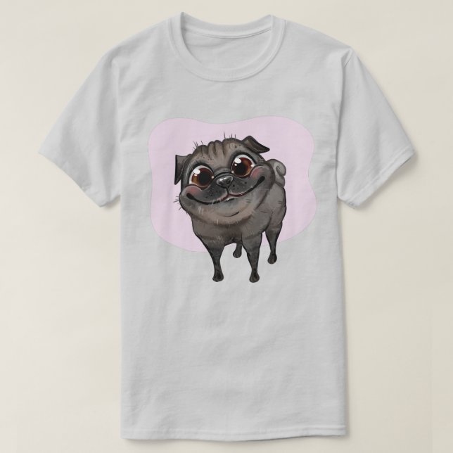 T-Shirt com Pug Cute (Frente do Design)