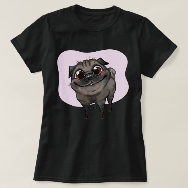 T-Shirt com Pug Cute (Frente do Design)