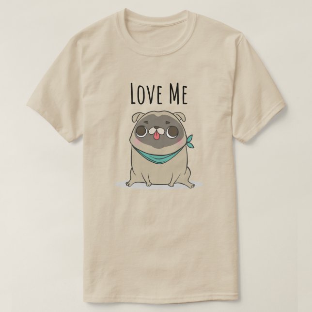 T-Shirt com Pug Cute (Frente do Design)