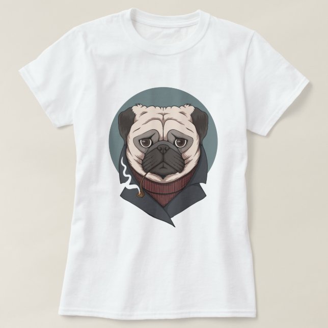 T-Shirt com Pug Cute (Frente do Design)