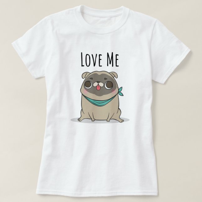 T-Shirt com Pug Cute (Frente do Design)