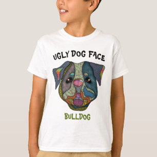 T-Shirt com rosto feio de cão Bulldog único