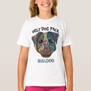T-Shirt com rosto feio de cão Bulldog único