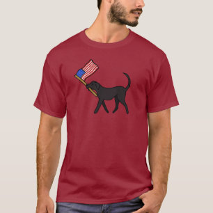 T-Shirt com Sinalizador de Carregando de Cão Negr