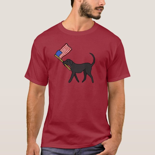 T-Shirt com Sinalizador de Carregando de Cão Negro (Frente)