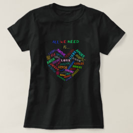 T-Shirt com Texto de Palavra de Amor em Várias Lín