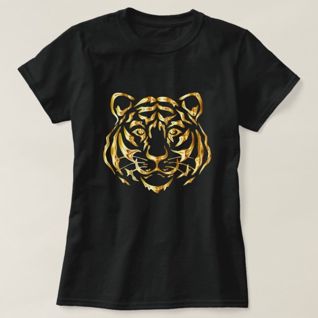 T-Shirt Com Tigre De ouro (Frente do Design)