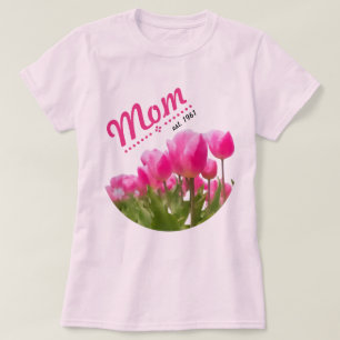 T-shirt com tulipa do dia de as mães