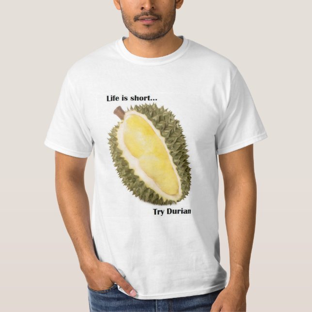 T-shirt com um design da fruta do Durian (Frente)