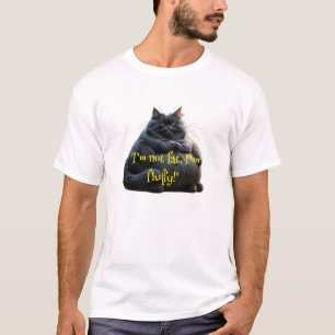 T-shirt com um design de gato "Não sou gordo, sou