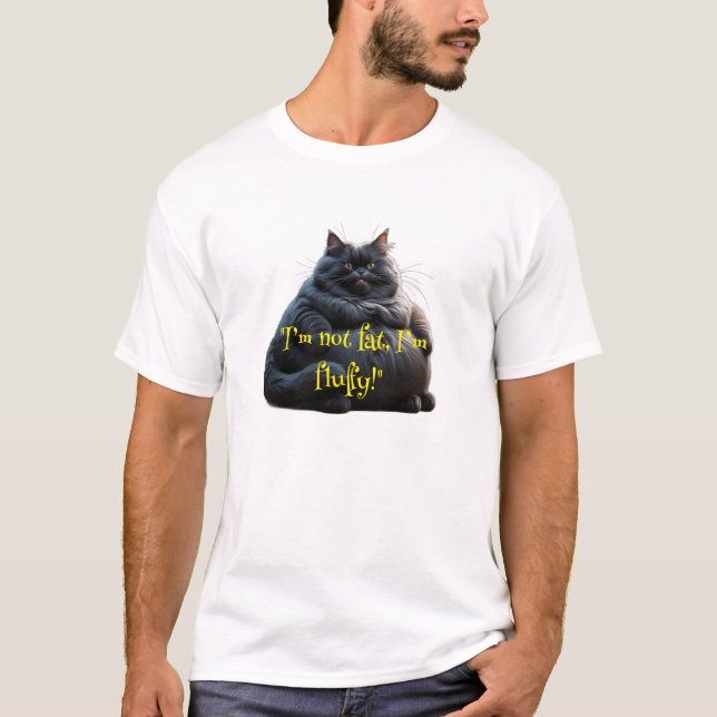 T-shirt com um design de gato "Não sou gordo, sou  (Frente)