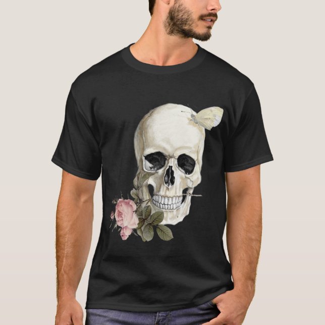 T-shirt Com um rosa entre meus dentes (Frente)