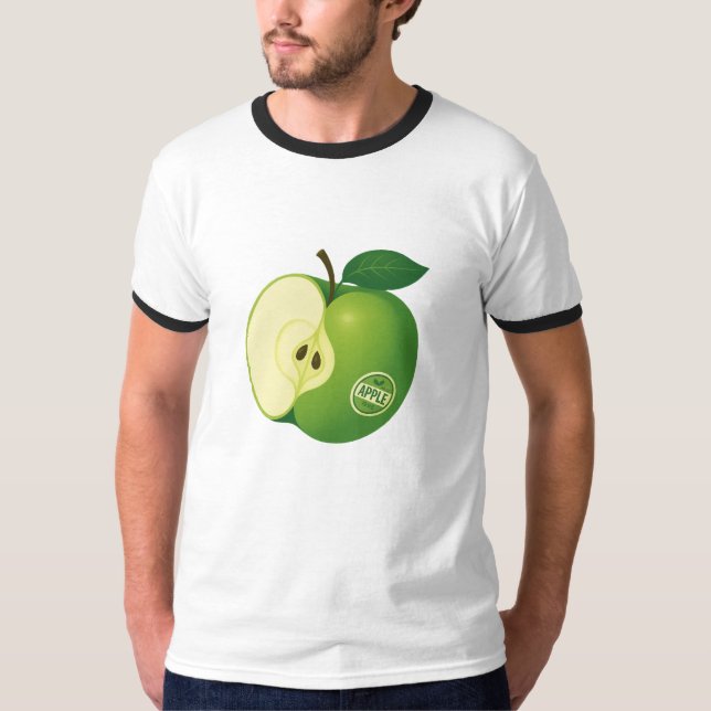 T-shirt com uma ilustração de uma maçã verde (Frente)