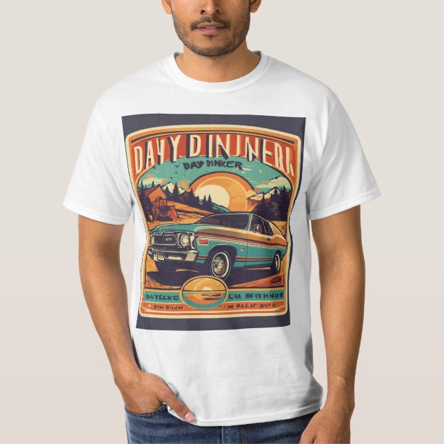 T-Shirt com Viagem Retrotraços: Elegância da Vinta (Frente)