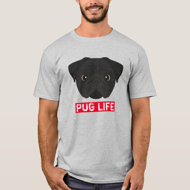 T-Shirt com vida útil de Black Pug (Frente)