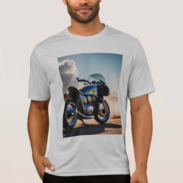 T-Shirt com vista de bicicleta azul (Frente)