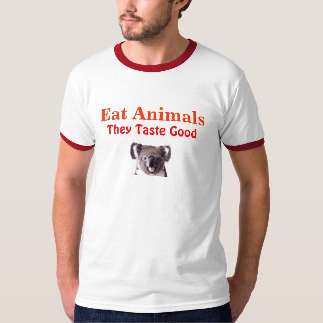 T-shirt Coma animais, eles provam bom (Frente)