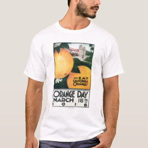T-shirt Coma laranjas de CA no dia alaranjado