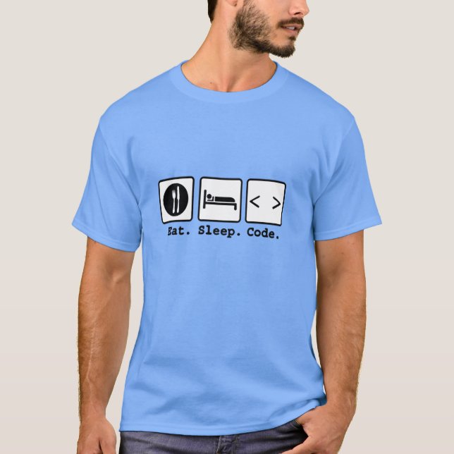 T-shirt coma o desgaste do nerd do código do sono (Frente)