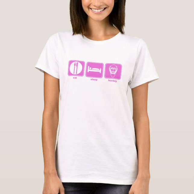 T-shirt coma o rosa do hóquei do sono (Frente)