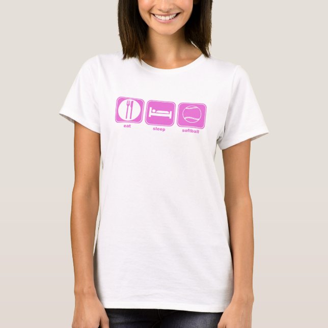 T-shirt coma o rosa do softball do sono (Frente)