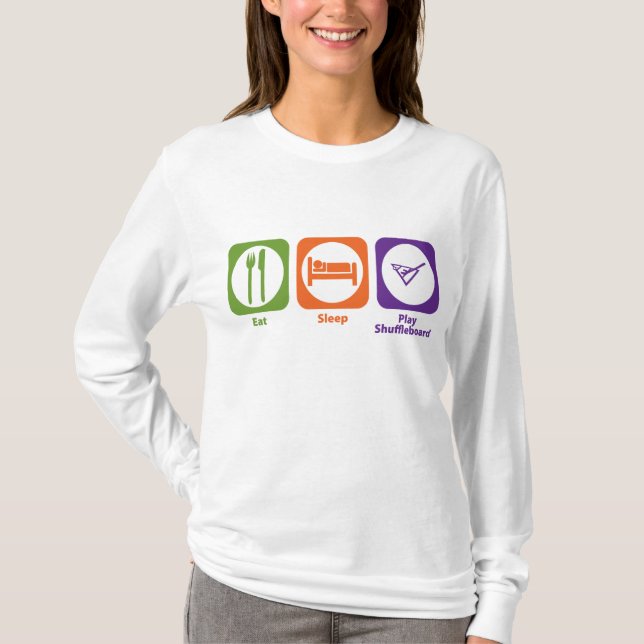 T-shirt Coma o Shuffleboard do jogo do sono (Frente)