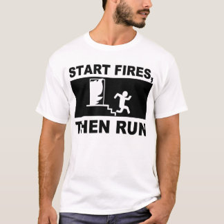 T-shirt Comece fogos, a seguir funcionamento