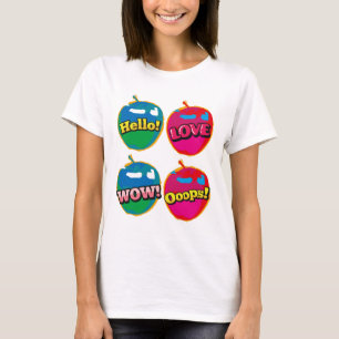 T-shirt Comic Wow Hello Love Pink Apple Pop Art