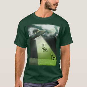 T-shirt cómico da abducção da vaca do UFO
