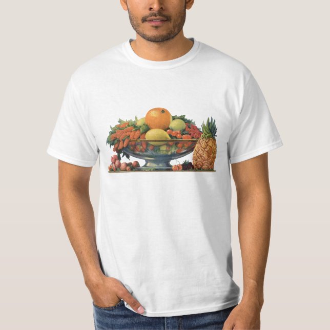 T-shirt Comida Antiga, Frutas Sortidas em uma Tigela (Frente)