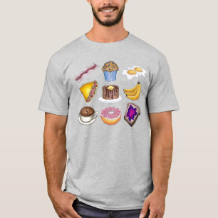 T-shirt Comida de café da manhã Ovos de torrada Muffins de