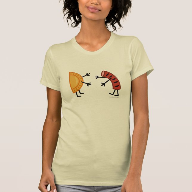 T-shirt Comida polonesa amigável de Pierogi e de Kielbasa (Frente)
