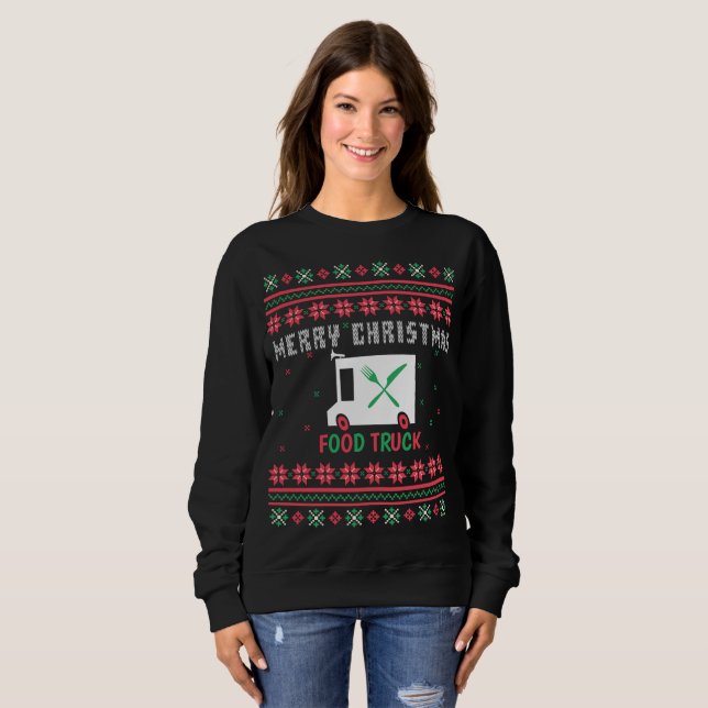 T-shirt Comida Truck Ugly Christmas Sweater (Frente Completa)