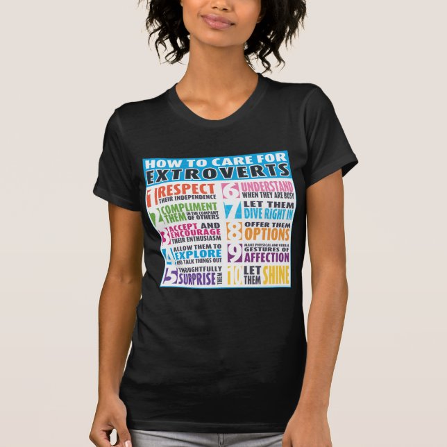 T-shirt Como se importar com Extroverts (Frente)