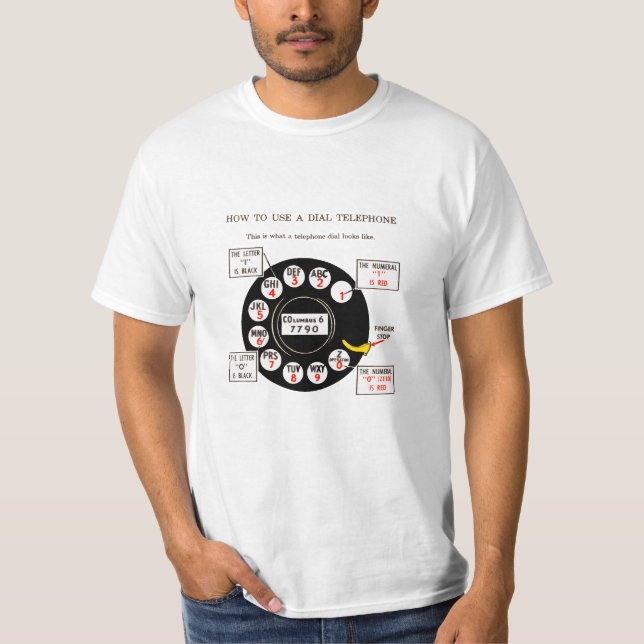 T-shirt Como usar um telefone do seletor - estilo retro (Frente)