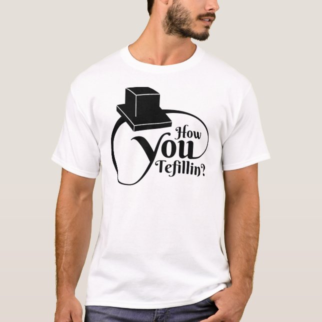 T-shirt "Como você Tefillin" (preto) (Frente)